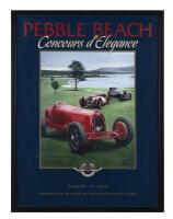 PEBBLE BEACH: A framed and glazed 'Pebble Beach Concours d'Elegance August 2010 event poster, 66.5cm wide, 88cm high.