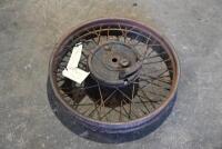 WHEEL: A single 19-inch 40-spoke front wheel, complete with brake plate with shoes [Location: Sydney]
