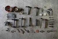 NORTON: Large quantity of Norton/Webb fork parts including headstocks, triple clamps, new bolts, headtock bearings, reconditioned side links, circa mid 1930s-1940s [Location: Sydney]
