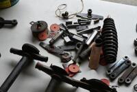 NORTON: Large quantity of Norton/Webb fork parts including headstocks, triple clamps, new bolts, headtock bearings, reconditioned side links, circa mid 1930s-1940s [Location: Sydney] - 4
