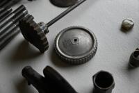 NORTON: Large quantity of Norton/Webb fork parts including headstocks, triple clamps, new bolts, headtock bearings, reconditioned side links, circa mid 1930s-1940s [Location: Sydney] - 10