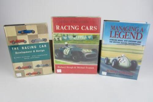 RACING CARS/DRIVERS: Three hardcover books detailing racing cars and drivers. Ken Gregory signature.