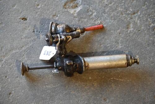 OIL PUMP: Hand oil pump for petrol tank, believed to be Enots, possibly BSA with a twin outlet [Location: Sydney]