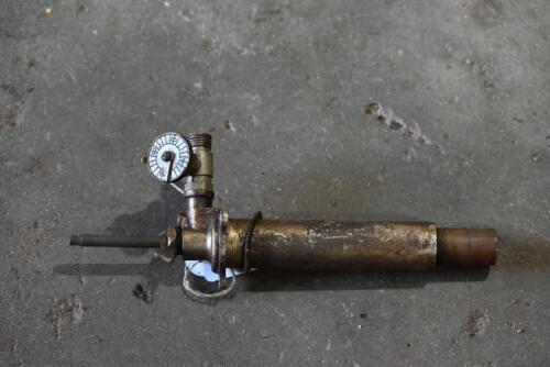 OIL PUMP: Hand oil pump for petrol tank, believed to be Enots, possibly BSA with a twin outlet [Location: Sydney]