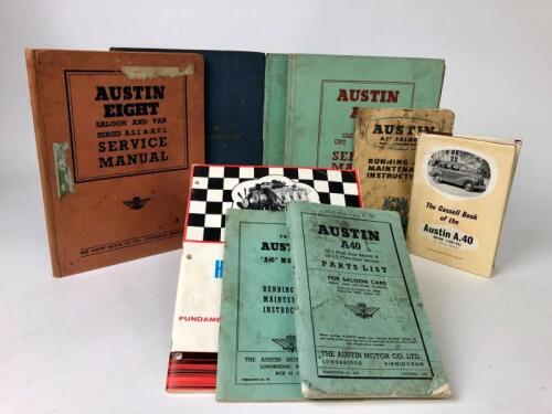 AUSTIN: A group of Austin Service Manuals, Running and Maintenance Instructions booklets, Parts Lists. Austin 8, A40, A50, A55 models