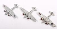 MEDIUM BOMBERS: A group of three early Dinky no.62B Medium Bomber planes circa late 1940s&nbsp;