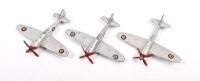 TEMPEST II: A collection of three c1950s Dinky No.730 Tempest II fighter planes