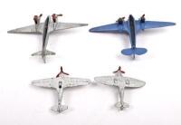 DINKY PLANES: A collection of four early Dinky planes including No.62M&nbsp;Light Transport plane in blue, 60G Light Racer, 62S Hawker Hurricane, and 62A Spitfire - 3