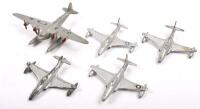 DINKY PLANES: A collection of Dinky planes including No.63B Seaplane, and four No.70F Shooting Star jets