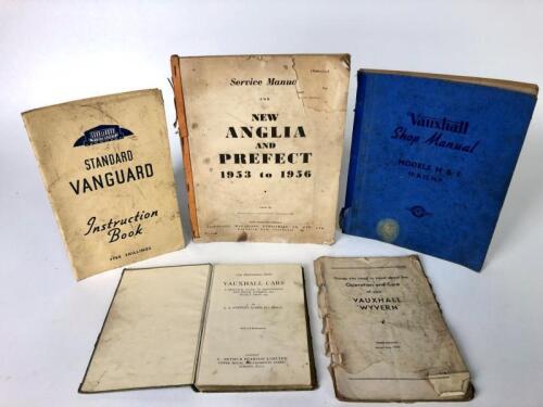 BRITISH CAR MANUALS: A group of five British car manuals. Standard, Vauxhall manuals