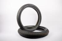 TYRES: Pair of Dunlop classic racing tyres (used). 1970s matched pair for 19-inch rims [Location: Cheltenham, VIC]