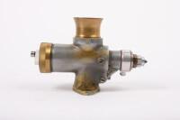 MANX NORTON: A remote needle&nbsp;racing Amal style carburettor, heavy is weight, possibly nickle plated brass, appears rebuilt [Location Cheltenham, VIC] - 4