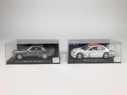 BMW: Two unused 1:32 scale slot cars by Fly Car Model. BMW 320i and BMW 3.5 CSL Silver Edition