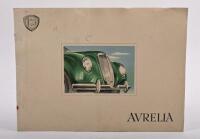 LANCIA AURELIA: A original and scarce 1950 Lancia Aurelia brochure, 6 pages, colour printed with renderings of the vehicle along with specifications, text in French, Italian, English, German