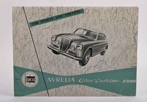 AURELIA GT 2500: A rare 1953 Lanica Aurelia Gran Turismo 2500 sales brochure, 2 page fold out, English text