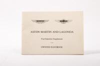 ASTON MARTIN/LAGONDA: An original 'ASTON MARTIN AND LAGONDA - Fuel Injection Supplement to the OWNERS HANDBOOK' (TP 5067 - I - 0186 - 250)