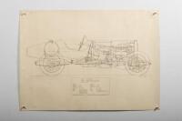 ASTON MARTIN GRAND PRIX: AN1975 technical drawing of a Aston Martin Racing Car 1922 French Grand Prix by Fred Ellis