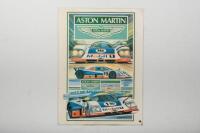 ASTON MARTIN RACING: A 1989 ASTON MARTIN laminated racing poster by John Evans featuring the Aston Martin AMR 1