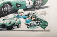 ASTON MARTIN RACING: A 1950s Dennis Simon Aston Martin racing collage featuring Aston Martin racing cars and Aston Martin personnel from the 1950 - 3