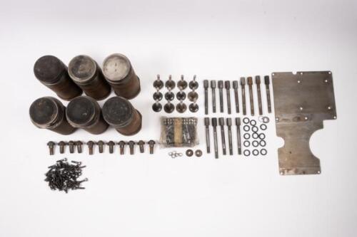 DB2: A collection of parts related to Aston Martin DB2. Including engine parts such as used Liners & Pistons, Head Bolts, Nuts, Sump Bolts, used valves, guides and springs and others.