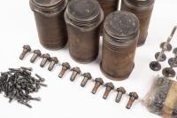 DB2: A collection of parts related to Aston Martin DB2. Including engine parts such as&nbsp;used Liners & Pistons, Head Bolts, Nuts, Sump Bolts, used valves, guides and springs and others. - 2