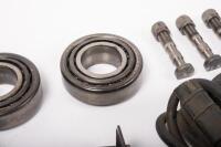 DB6: A collection of Aston Martin DB6 parts including a new pair of steering rack mounts, pair of electric cables for Selecta-Ride shock absorbers, as well as selection of used parts such as conrod nuts and bolts, valves, springs, collets, timing chains, - 4