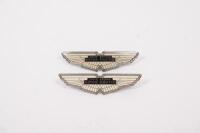 DAVID BROWN: A pair of original silver 'DAVID BROWN, ASTON MARTIN' bonnet and boot badges