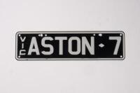 ASTON MARTIN: A set of black and white, Victorian slim line plates - 'ASTON 7' - with rights to display