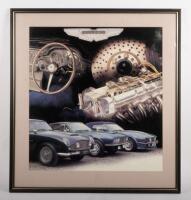 ASTON MARTIN: A framed Aston Martin&nbsp;print, 76.5cm high, 71cm wide&nbsp; - 2