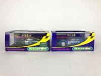 SCALEXTRIX: Two unused 1:32 scale Scalextrix slot cars. Aston Martin Racing DBR9 and Nissan Skyline GTR