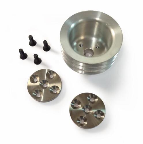 PULLEY WATER PUMP: One NOS Pulley water pump. 3 groove. Two spacers. 3 pieces. Four mounting screws.