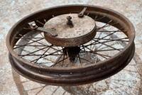 DOUGLAS: A 1920s 19" interesting wheel, appears to have spline both sides, possibly Douglas DT [Sydney] - 2