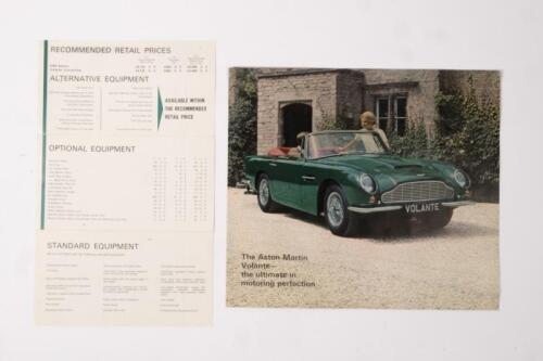 VOLANTE: An original 1960's Aston Martin Volante colour four page sales brochure. With 'ASTON MARTIN PRICE LIST - DB6 Saloon & Volante Convertible'