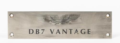 DB7: A circa late 1990s -early 2000s DB7 scuff plate plaque 'DB7 VANTAGE'