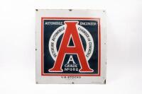 An original enamelled 'Victorian Automobile Chamber of Commerce' Automobile Engineer 'A' Grade member no. 302 workshop sign, 54.5cm wide, 58.5cm high