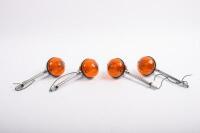 INDICATORS: A set of 4 Genuine Lucas L874 long stem 127mm 5" motorcycle turn indicators as fitted to many 70's British motorcycles, in as new condition