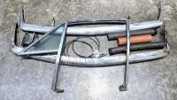 DBS/V8: Left hand door frame including quarter glass, two front bumper bars DBS/V8, one air-conditioning vent piece, three cables, one right hand front DB6 bumper bar shell.