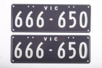 Six-Digit Victorian Custom Numeric plates ''666.650", sold with rights to display [Location: Cheltenham, VIC] - 2