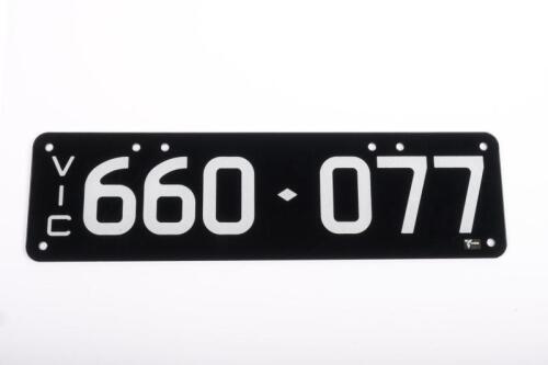 Six-Digit Victorian Custom Numeric plates '660.077', sold with rights to display [Location: Cheltenham, VIC]