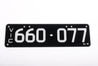 Six-Digit Victorian Custom Numeric plates '660.077', sold with rights to display [Location: Cheltenham, VIC]