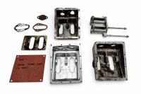 PEDAL BOXES AND MASTER CYLINDER RETAINING BRACKET: Three pedal boxes and master cylinder retaining bracket and parts - 2