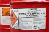 1996 MELBOURNE GP: A set of four Shell Grand Prix Racing Fuel 50 litre drums with added cushioned top for bar stool use, with original delivery labels to 'Team Ferrari' as used in 1996 Melbourne Grand Prix - 2