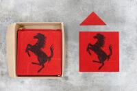 CARPET TILES: A group of seventeen Ferrari prancing horse logo carpet tiles, ideal for garage or display purposes, each 46cm square
