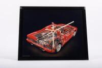 FERRARI: Two Ferrari items including a modern tin sign featuring 'Ferrari 250 GTO' & a glass framed photo of a Testarossa&nbsp;with clock movement - 2