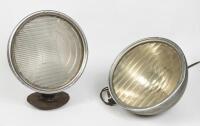 LAMPS: Two large &lsquo;Depress Beam Headlamps&rsquo;, each with 25cm diameter flat non-matching glass