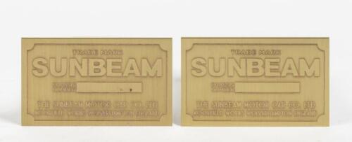 SUNBEAM: Two reissued Sunbeam brass chassis plates