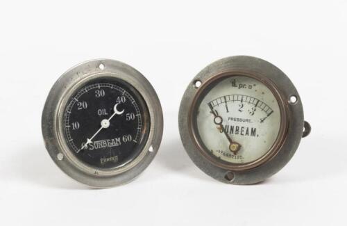 SUNBEAM: Two early Sunbeam nickel plate brass gauges, one by Eureka