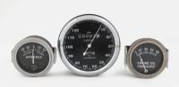 GAUGES: Three various gauges including a Smiths 120 MPH speedometer a 60A ammeter and an oil pressure gauge.