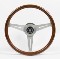 NARDI STEERING WHEEL: A Nardi Torino&nbsp;Classic wood steering wheel with Nardi Touring horn button, 36.5cm in diameter