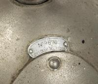 HEADLIGHTS: A pair of Lucas nickel&nbsp;plated brass headlights, stamped model number 'RB76', glass lens 21cm in diameter, also includes third matching light but damaged&nbsp;and no glass lens - 3
